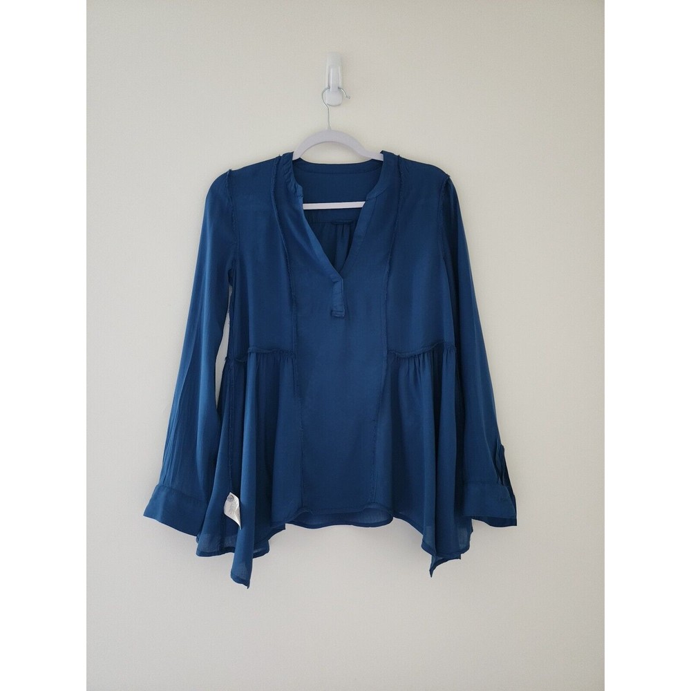 Anthropologie Maeve Womens Laikin Popover Blue Teal Long Sleeve Tunic Top Size 0 - Picture 5 of 11